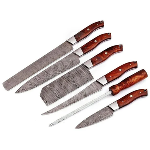 Ensemble de couteaux de chef en acier Damas multifonctionnels écologiques professionnels Steel Craft International 5 pièces avec manche en bois - Product Image 4