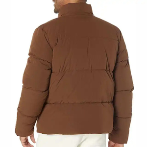 Chaqueta con Capucha y Cuello Alto para Hombre, Color Marrón, Estilo Casual Otoñal, Transpirable, Resistente al Viento, Acolchado Grueso de Poliéster, Cierre de Cremallera Frontal - Product Image 5