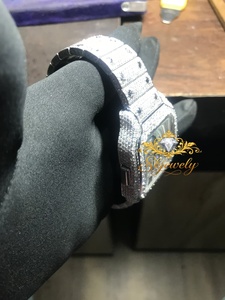 Reloj de Pulsera de Acero Inoxidable con Esfera Cuadrada y Moissanita, Incrustaciones de Cristal, Reloj de Vestir de Lujo para Hombre, Diseño Personalizado - Product Image 2
