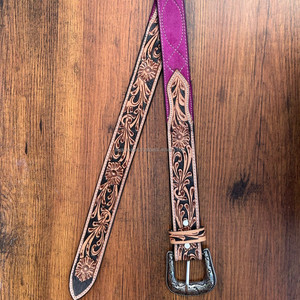 Cinturón de cuero de ante mecanizado a mano con puntada para botas OEM/ODM personalizado para hombres y mujeres cinturones de moda de cuero de vaca genuino de lujo Premium - Product Image 4