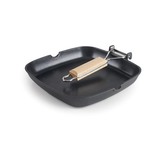 Padella con manico in legno, design quadrato antiaderente per grigliare e friggere - Product Image 2