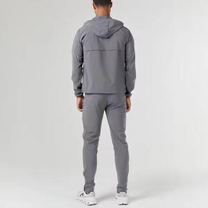 Ensemble de survêtement gris à capuche zippé pour homme, veste à manches longues et pantalon long, tenue de jogging sportive - Product Image 5