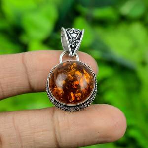 Pendentif Charme en Pierre Naturelle Vintage, Argent Sterling 925, Plaqué Argent/Or, Certifié par un tiers, Bijou Cadeau pour Femme et Homme - Product Image 6