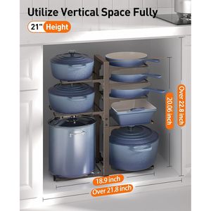 Organizzatore per Pentole e Padelle a 8 Livelli, Resistente, Capacità 120 Libbre, 20,8 Pollici - Product Image 4