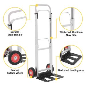 Carrello Pieghevole Robusto con Manico Telescopico in Alluminio e Ruote, Carrello Portatile Richiudibile - Product Image 3