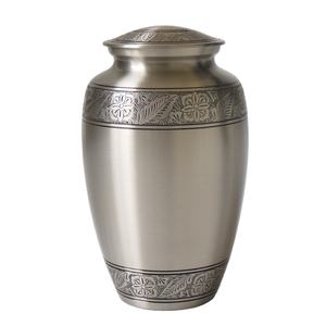 Elegante Urna Funeraria Plateada con Perlas para Cenizas Humanas, Urna Conmemorativa de Latón Hecha a Mano - Product Image 1