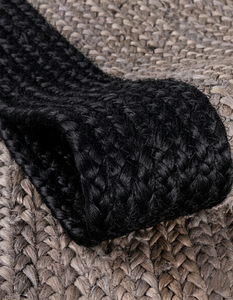 Tapis de couloir en jute tressé à la main avec bordure noire, en fibres naturelles, pour entrée, couloir ou ferme - Product Image 3