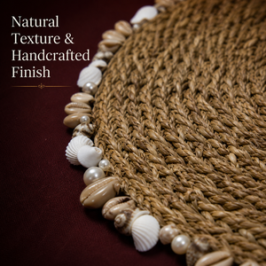 Seagrass <b>Table</b> <b>Mat</b> with Cowrie Shell | Handmade Round Placemat Eco Friendly Dining Decor | Export Quality Wholesale India - Product Image 2