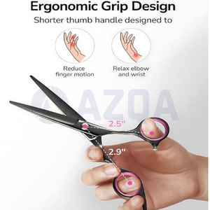 Stainless Steel Professional Hairdressing Scissors With Matte Black Color Coating Silicone Finger <b>Rings</b> And Finger Rest - Product Image 5