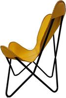 Chaise de loisirs pliable en forme de papillon avec pieds en métal robustes en cuir véritable, design élégant pour chambre à coucher, appartement et utilisation en extérieur
