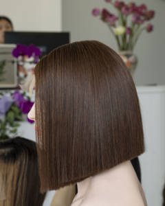 Perruque courte à coupe droite 10 pouces, extension de cheveux humains, cheveux lisses colorés, cheveux lisses et soyeux - Product Image 3