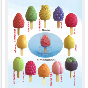 แม่พิมพ์ซิลิโคนทำไอศกรีม รูปดอกกุหลาบ มะม่วง องุ่น มะนาว เมลอน เจลาโต้ ไอศกรีมผลไม้ 3 มิติ สำหรับทำขนมแช่แข็งยอดฮิต - Product Image 6