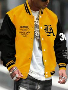 Blouson universitaire tendance pour homme, style streetwear, avec patchs en chenille brodés, en mélange de laine polaire épaisse, chaude et anti-boulochage - Product Image 3