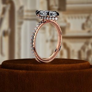 Bague de Mariage Solitaire en Diamant de Laboratoire Taille Marquise 1 carat, Or 14K, Pavé Complet Classique, Halo Caché - Product Image 2