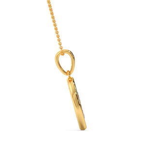 Collar con Colgante de Cadena de Oro con Letra V Inicial Suspendida y Círculo de Diamantes - Product Image 4