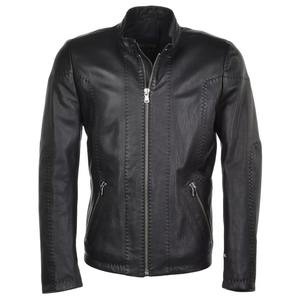 Chaqueta de Cuero con Cierre de Alta Calidad para Hombre, Nuevo Estilo, 100% Cuero Genuino, Chaqueta de Cuero Larga Informal, Servicio OEM - Product Image 3