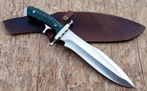 Cuchillo Bowie Personalizado OEM Hecho a Mano para Camping/Caza, Hoja Recta de Acero Inoxidable, Mango de Micarta, Punta de Clip de 3mm, No Ajustable, DIY - Product Image 5