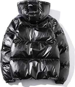 Manteau d'hiver en duvet tricoté pour homme, haute qualité, ODM, personnalisé, léger, en toile, chaud, à capuche, col montant, fermeture éclair, imprimé, 80% duvet - Product Image 6