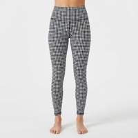 Leggings taille haute brossés avec logo personnalisé, longueur intégrale, extensibles, tricotés, pour femme, sportifs, toutes saisons