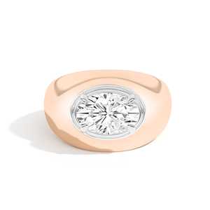 Wholesale Oval Cut Lab Grown Diamond Bombe <b>Ring</b> 2Carat Semi Bezel Tab Prong 14K Gold 14mm Wide <b>Thick</b> Dome Signet Statement Bands - Product Image 5