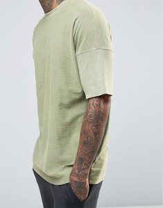 Camiseta de algodón de manga corta con cuello redondo para hombre, color verde oliva sólido, corte regular, estilo casual - Product Image 2