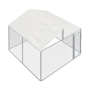 Recinto per cani da esterno 3x3m con copertura e cancello bloccabile, recinzione a rete metallica da 1,8m per esercizio e gioco dei maiali - Product Image 5