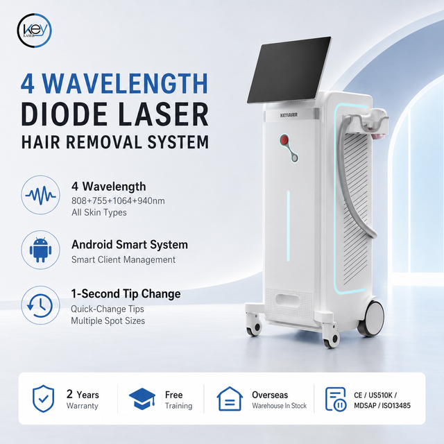 Professional 4 Wavelength 755 808 940 1064nm Diode Laser Hair Removal Machine 2000W High Power Medical Grade Device