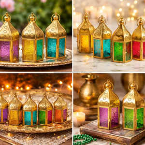 Linterna pequeña marroquí de metal para mesa - Product Image 3