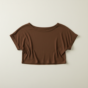 Camiseta Corta Básica para Mujer, Manga Corta, Cuello Redondo, Corte Holgado, Informal, Verano, Venta al Por Mayor - Product Image 4