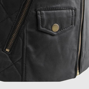 OEM Custom Ladies Crop Leather <b>Jacket</b> Premium Real Leather Moto <b>Biker</b> <b>Jacket</b> for Women In Wholesale Price - Product Image 5