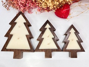 Cuenco de madera artesanal Curio Craft para árbol de Navidad y recipiente rústico para velas de cera de soja |   Decoración del Hogar - Product Image 6
