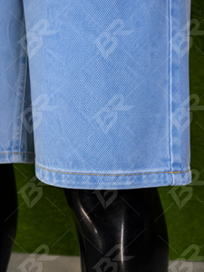 <b>Light</b> Blue Men's Straight Denim Shorts Washed Twill Formal Winter Casual Summer Wear - Product Image 3