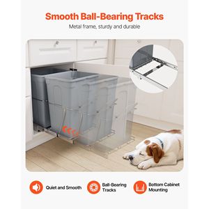 Contenitore per Rifiuti Estraibile a Doppio Scomparto da 35 QT X2 per Armadietti da Cucina, Accessori per Riciclaggio - Product Image 6