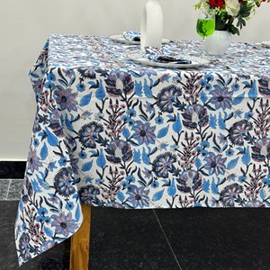 Elegant Floral Printed <b>Tablecloth</b> Cotton Linen Classic Design <b>Washable</b> Home Use Square Shape - Product Image 6
