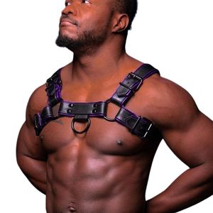 Harnais en fausse fourrure Hardline Bulldog pour homme, violet, ajustable, coupe ajustée, tenue de club haut de gamme, costume sexy en dentelle - Product Image 2