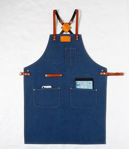 Delantal de Lona y Cuero Resistente con Cremallera, Ajustable, con Tirantes Cruzados, para Chef, Barbacoa, Barista, Barbero, Carpintero, Equipo de Taller - Product Image 4