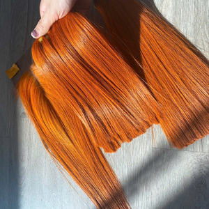 Extensions de cheveux humains couleur orange, qualité Super Double Drawn, origine Vietnamienne, très demandées, pour la confection de perruques avec closure. - Product Image 1