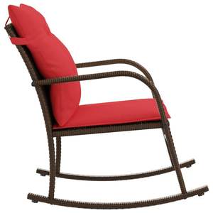 Silla mecedora de patio de ratán PE marrón medio con fundas extraíbles, sillas de jardín - Product Image 5