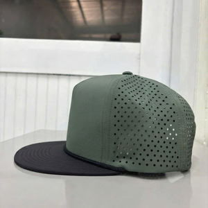 High Quality Custom Logo 5 Panel High Quality Two Tone Flat Brim Breathable Laser Cut Snapback Hat with Rope Made in Vietnam - Product Image 2