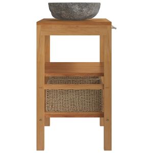 Mobiletto di vanità del bagno di Teak solido con il lavandino di Riverstone - Product Image 4