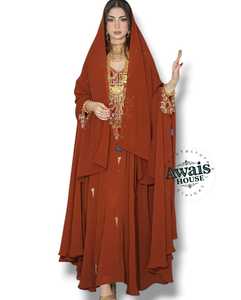 Awais House Women's Adults Modest <b>Kaftan</b> Thread Embroidery Stretchable Polyester Floor Length Sweetheart Neckline <b>Long</b> Sleeve - Product Image 6