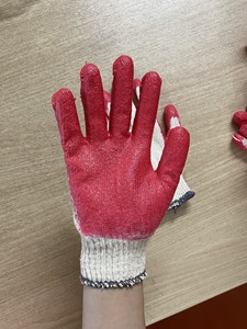 Red Cotton Latex Coated <b>Cut</b>-Resistant Knit Gloves Ambidextrous Pull on Cuff Household Cleaning Protection - Product Image 3