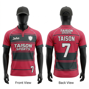 Men Rugby Jersey 180 GSM Polyester Interlock Teal Panel Design Breathable Sublimation Custom Logo Team Wear - Product Image 4
