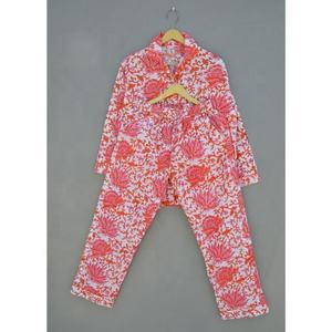 Pyjamas pour femmes en coton imprimé floral faits à la main léger long vêtements de nuit confortables robe de nuit en taille 5XL - Product Image 2