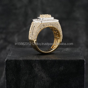 Anillo de diamante de moissanita VVS cuadrado de Plata de Ley 925, joyería fina de oro macizo de 14K, anillo de diamante con corte Baguette para hombre estilo Hiphop - Product Image 5