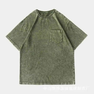 เสื้อยืดผู้ชายคอลเลคชั่นใหม่ล่าสุด ขายส่ง ผ้าฝ้าย 100% แขนสั้น ล้างสีแบบแอซิด สีเทาล้วน คอกลม ทรงโอเวอร์ไซส์ ผ้าถัก - Product Image 3