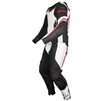 Combinaison de moto en cuir véritable intégral avec protection contre les chocs, coutures doubles renforcées, fermeture éclair durable