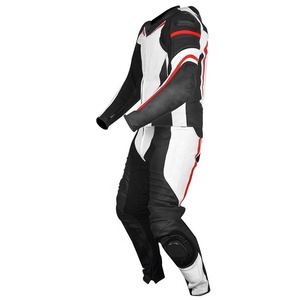 Combinaison de moto en cuir véritable intégral avec protection contre les chocs, coutures doubles renforcées, fermeture éclair durable - Product Image 1