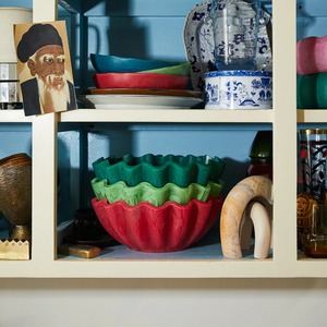 Tazón de Vidrio Verde Ondulado Hecho a Mano, Diseño Vintage Tallado, Plato Decorativo para Servir, Centro de Mesa para Cocina y Hogar - Product Image 2