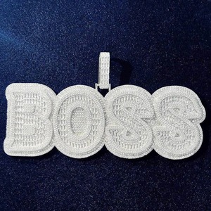 จี้เพชรโมอิสซาไนต์ VVS แบบ Iced Out ผ่านการทดสอบเพชร พร้อมจี้ตัวอักษรตามสั่ง เงินแท้ 925 สไตล์ฮิปฮอป จี้ตัวอักษรย่อ - Product Image 4